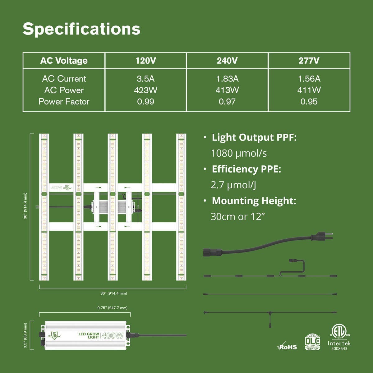 FloraFlex - LED Light - 400W | 120V - 400W Full Spectrum