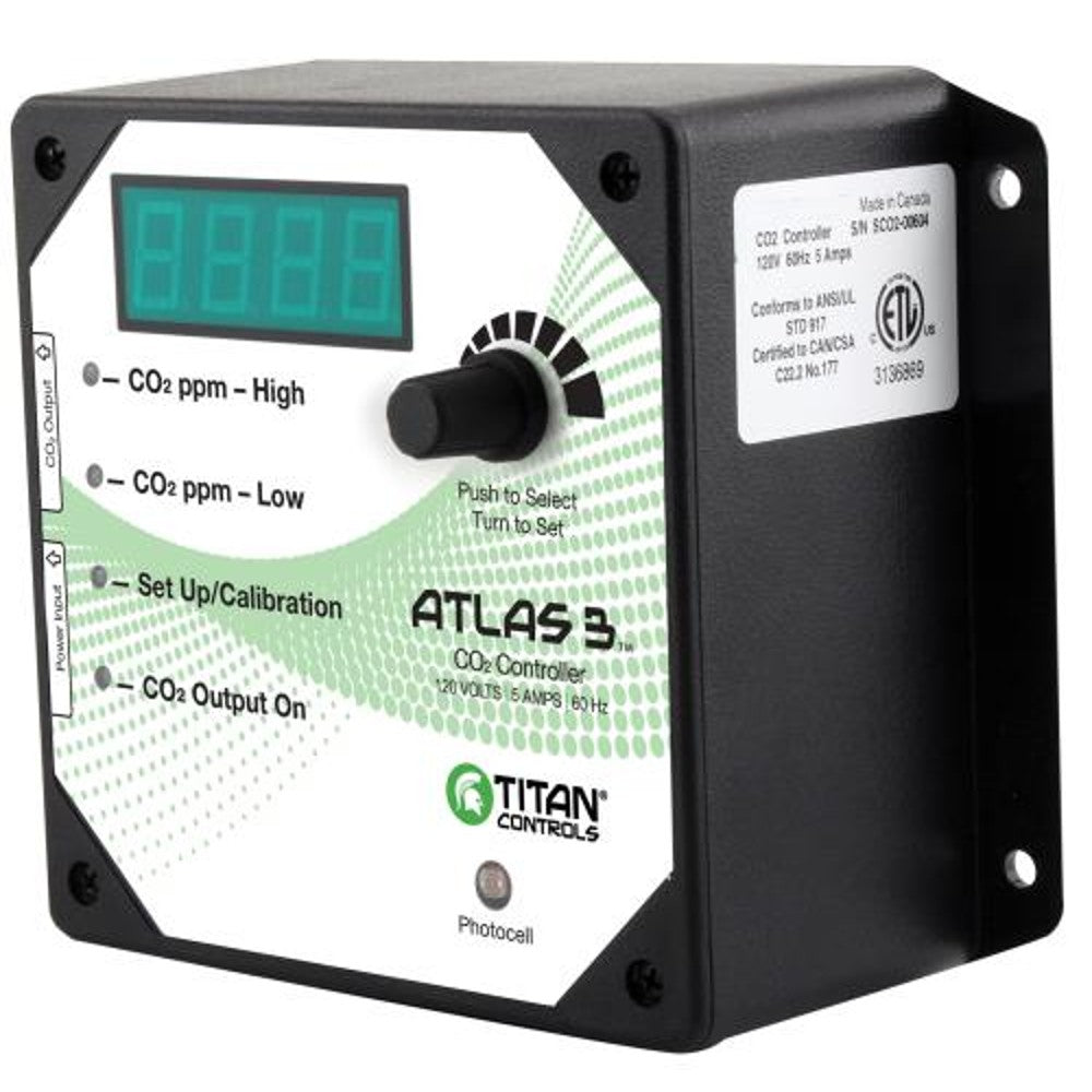 Titan Controls® Atlas® 3 - Day/Night CO2 Monitor/Controller - Black Label Supply llc