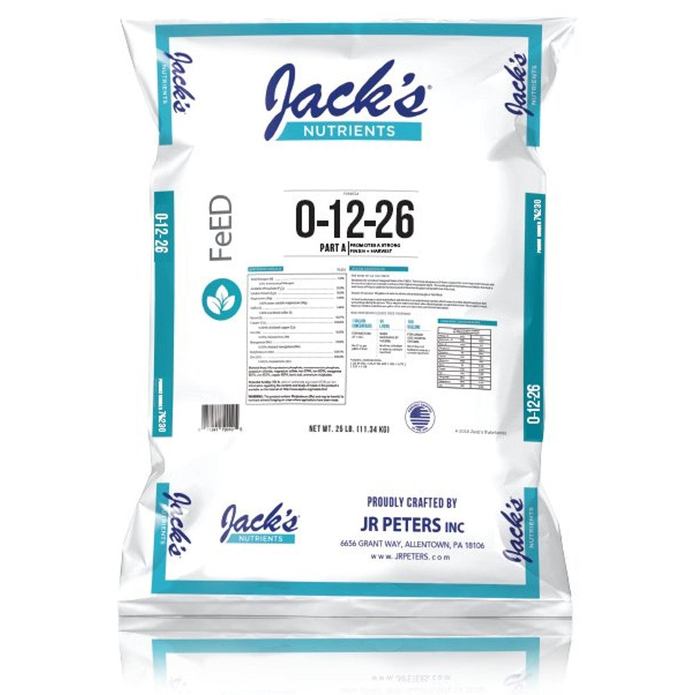 Jack's Nutrients 0 - 12 - 26 No Nitrogen Part A - 25lb - Black Label Supply llc