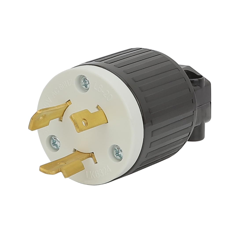 Nema L8-20P 20 Amp 480 Volt Connector, L8-20 Locking Power Cord Connector , Locking Plug, Industrial Grade DIY Twist-Lock Cord Male Plug