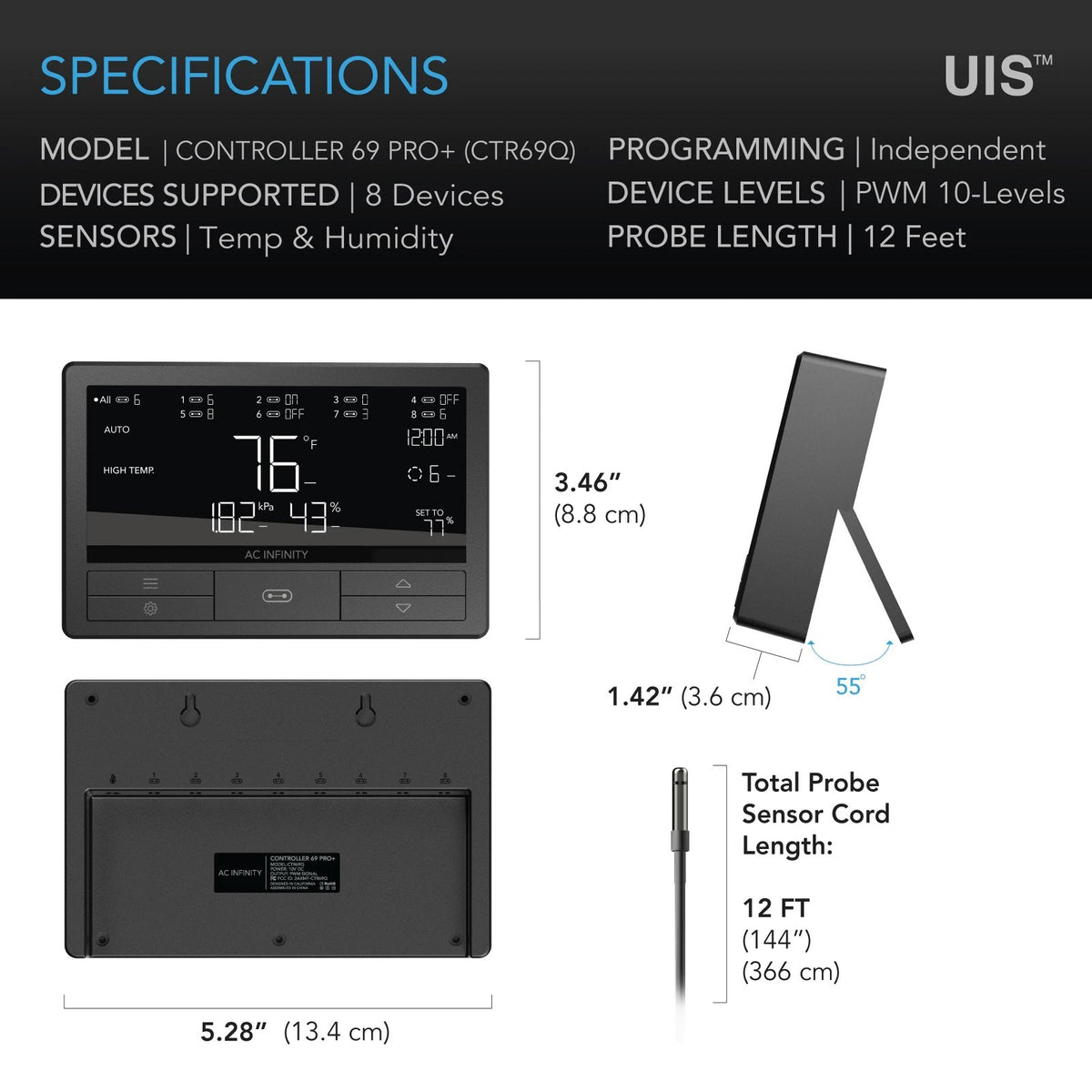 AC Infinity Controller 69 PRO+ Smart Climate Controller, UIS 8-Port - detail 6