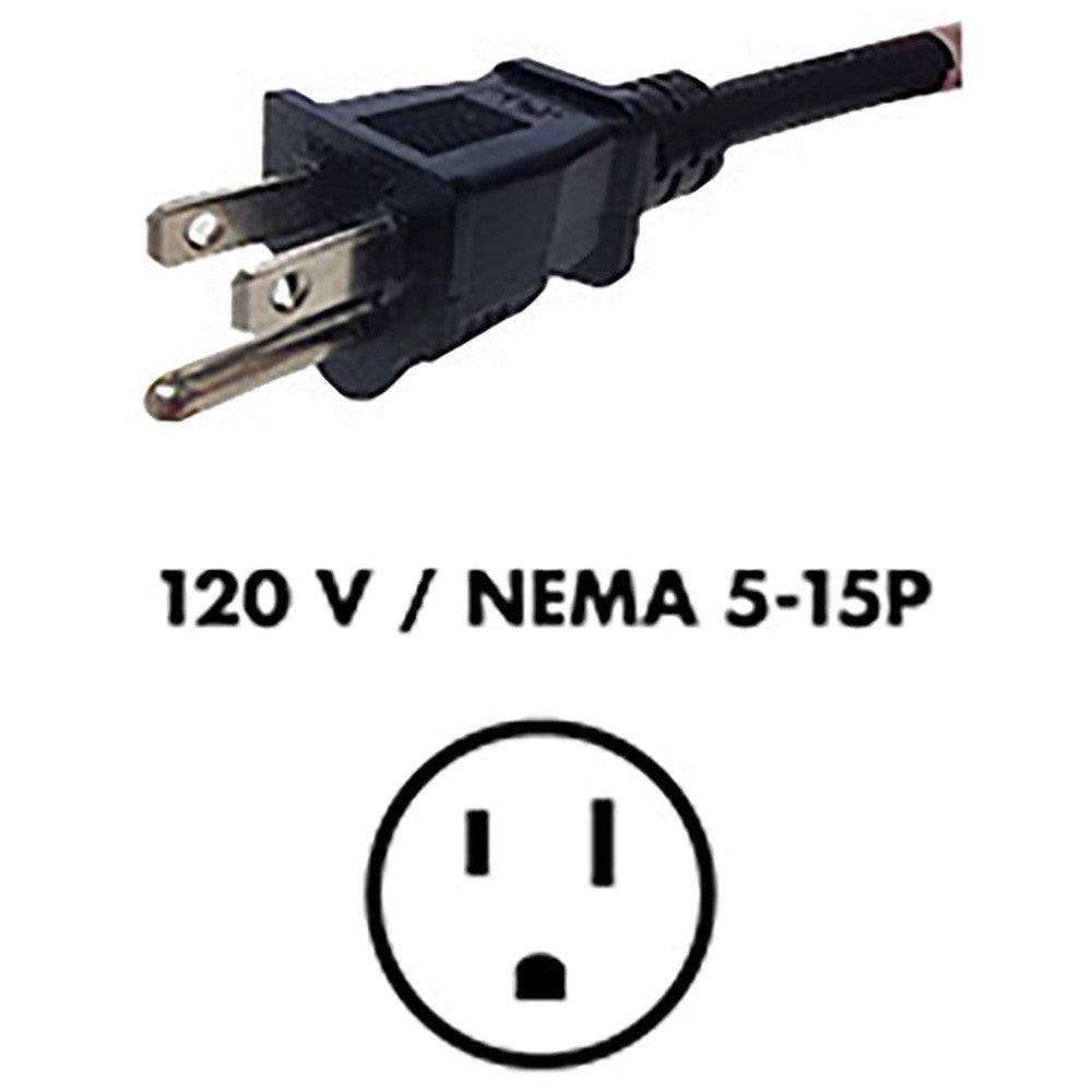 Fluence AC Cord, 6' ( 1829mm ), NEMA 5-15P Plug to M19 Push Lock Connector, Max 125V AC 10/CS