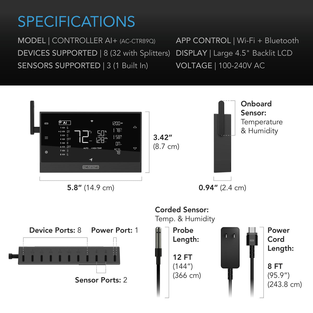 AC Infinity Controller AI+ Environment Controller, UIS 8-Port - detail 8
