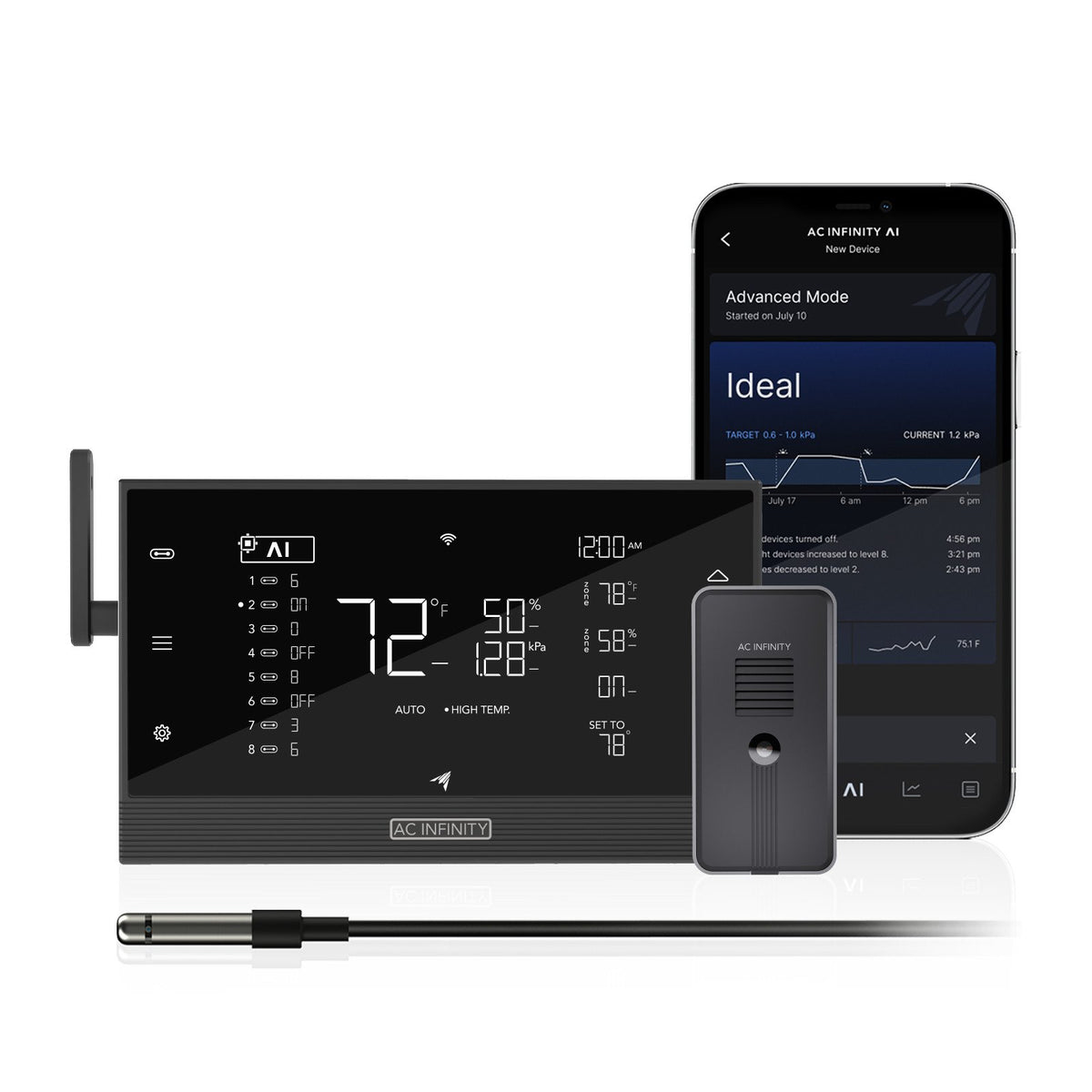 AC Infinity Controller AI+ Environment Controller, UIS 8-Port - Climate Plus CO2 Sensor Bundle