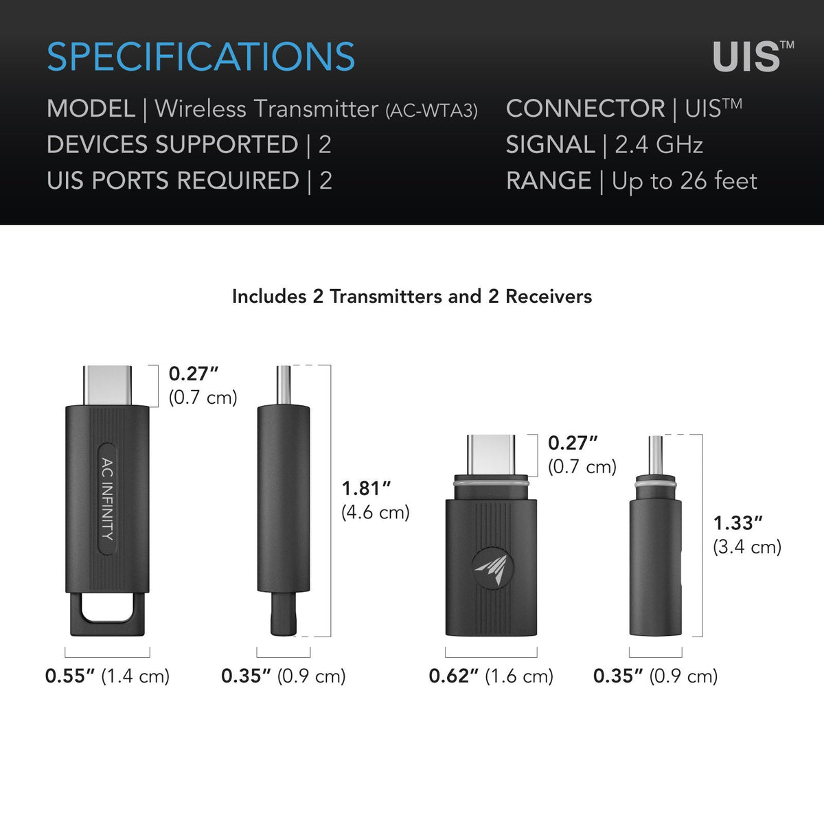 AC Infinity UIS 1-to-1 Wireless Transmitter and Receiver, 2-Pack - detail 6