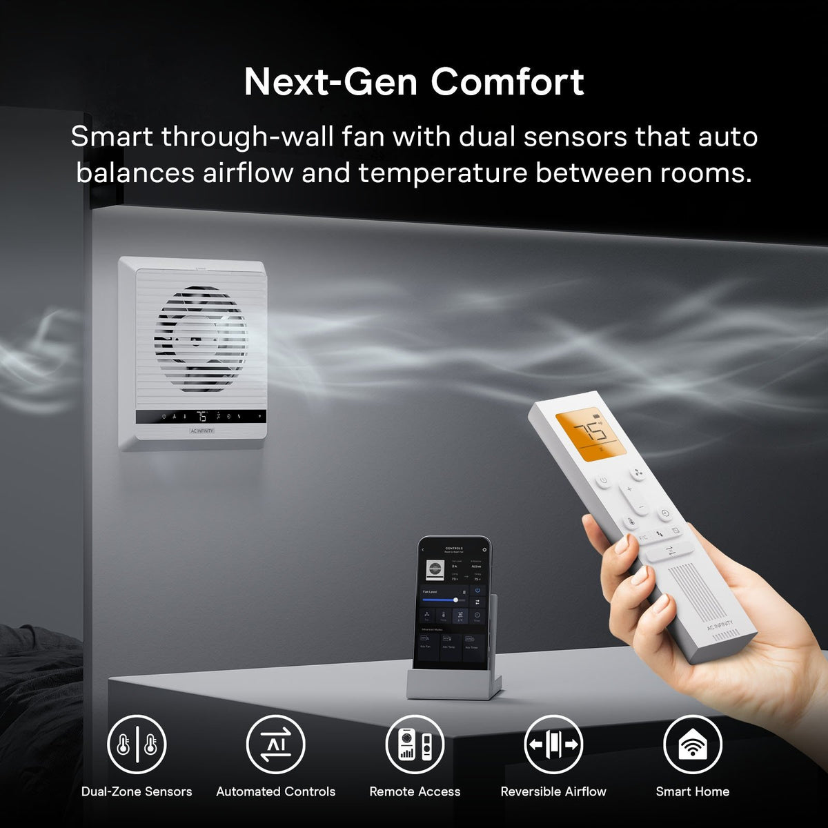 AC Infinity Room to Room Through Wall Fan 6 Inch - detail 2