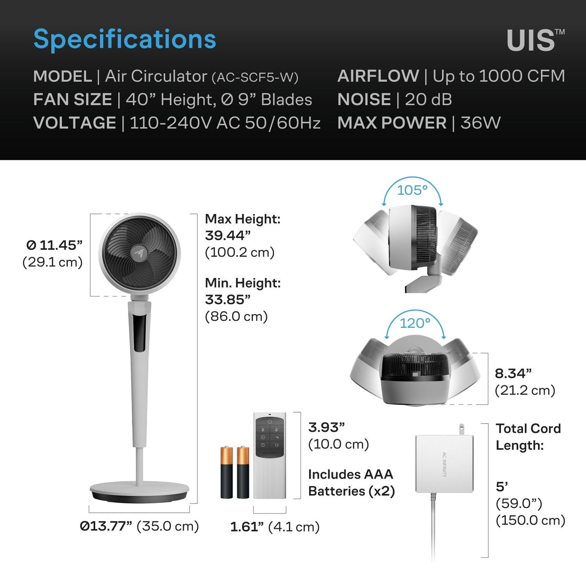 AC Infinity Smart Pedestal Fan - detail 9