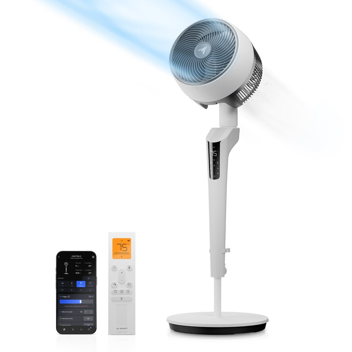 AC Infinity Smart Pedestal Fan - PRO - Dual Ionizers, MERV-8 Filter