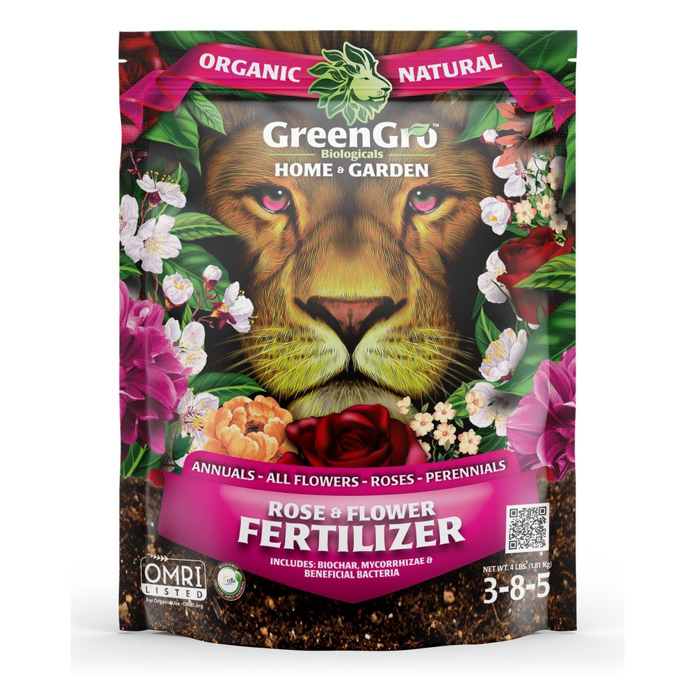GreenGro Biologicals 4lb Home & Garden Rose & Flower Fertilizer – Granular