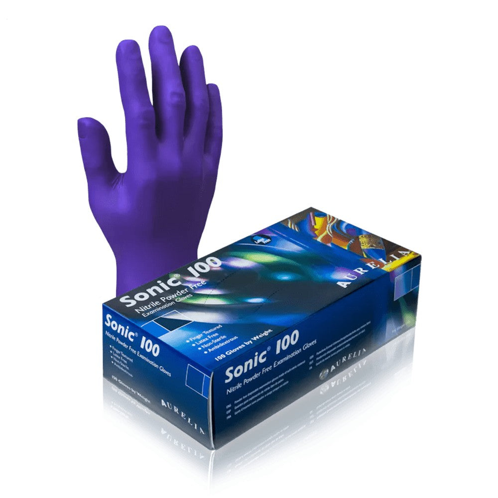 Gloves, Sonic100™, Nitrile, 2.2 mil, Blue, 100/box - Black Label Supply llc