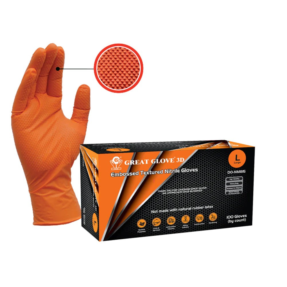 Great Glove 8 Mil 3D Embossed Orange Nitrile Glove - West Coast Warehouses – Gloves