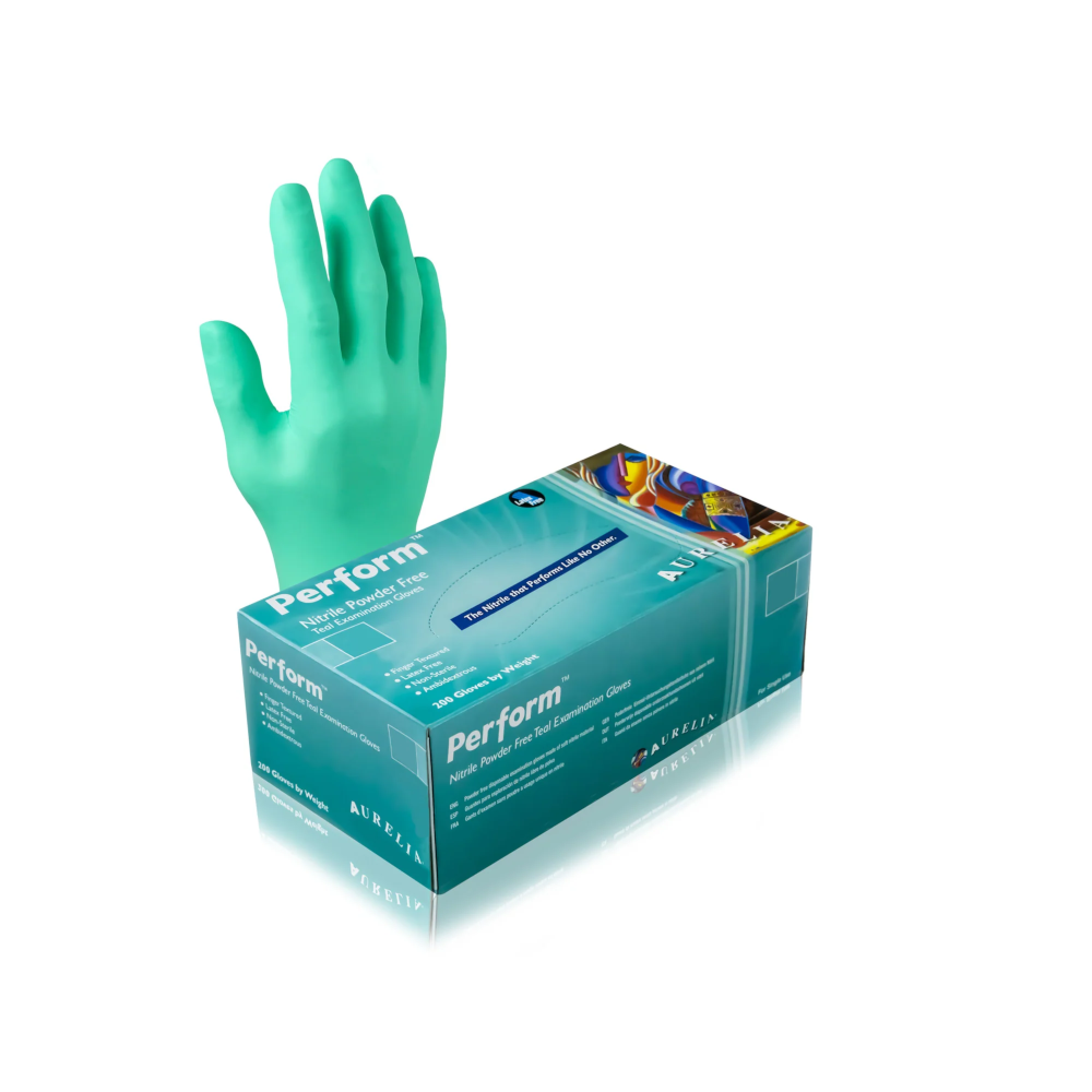 Aurelia Gloves -  Perform Teal Nitrile - 2.5 mil (Case of 10 Boxes)