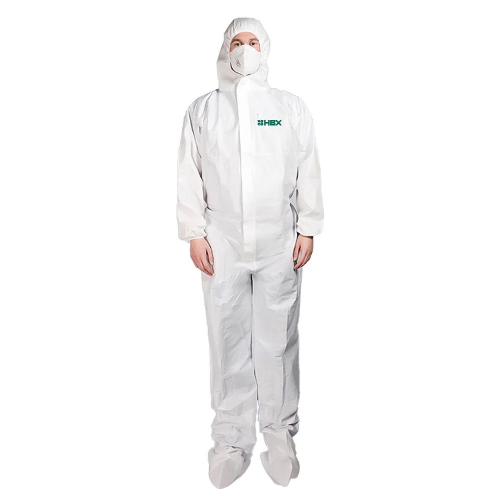HBX Disposable Coverall - 55 GSM - CAT III With Boot Cover - Garden Hygiene and Safety