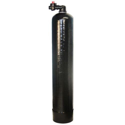 AXEON Calcite 1465 Upflow System with 1-inch MNPT connection, featuring black cylindrical tank, top-mounted control valve, and red bypass valve for water pH adjustment and remineralization