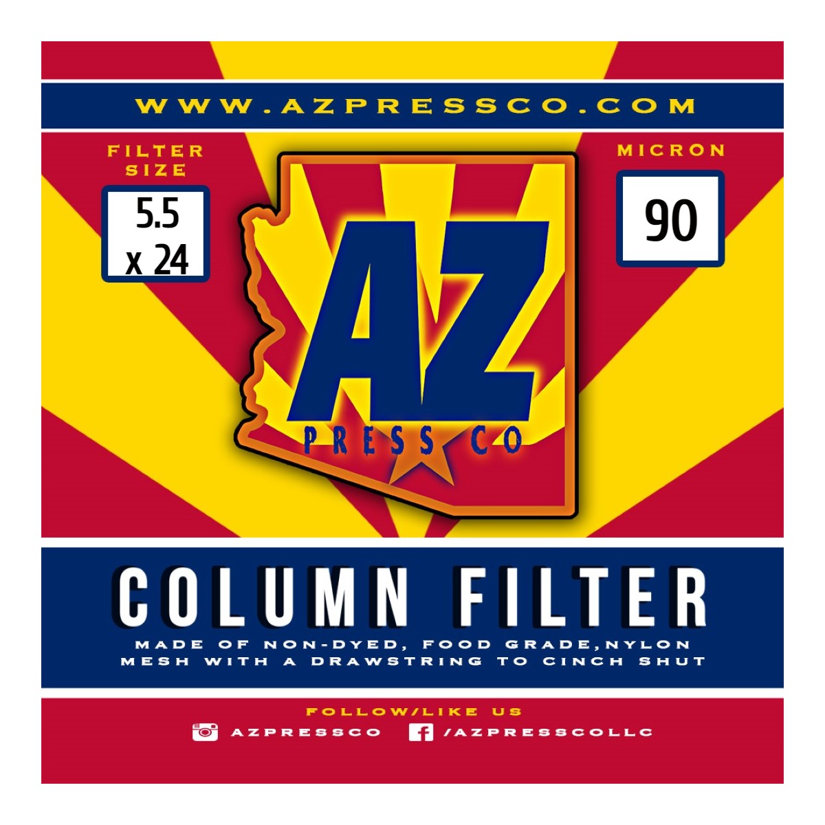 5.5x24 Material Column Extraction Filter Sock - 90 micron