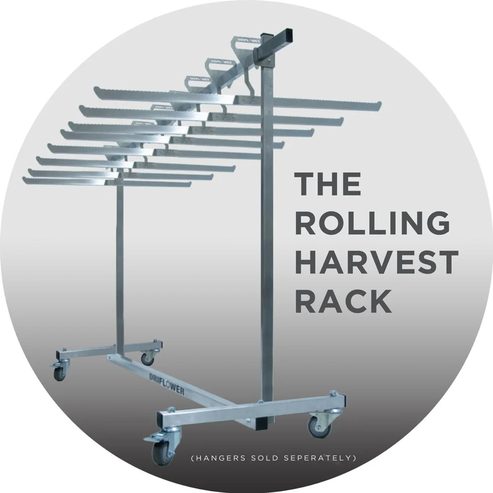 DRIFLOWER ROLLING HARVEST RACK - “Full-Length” Rolling Harvest Rack w/ Removable Stick