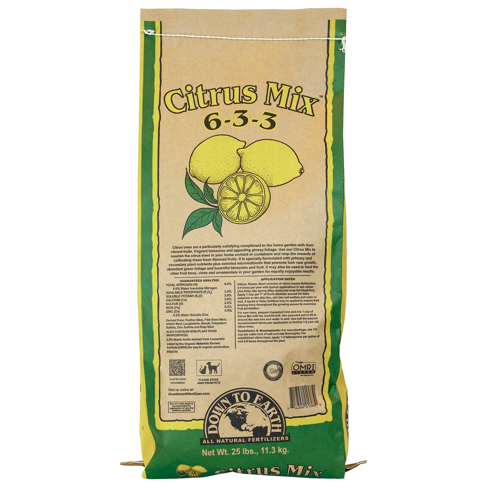 Down to Earth 25# Citrus Mix 6-3-3 OMRI (40/PL)