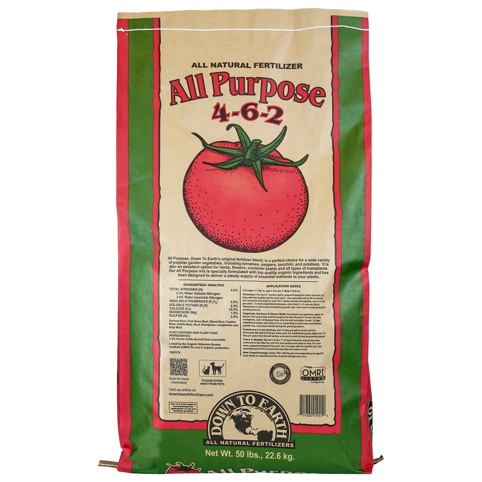 Down to Earth 50# All Purpose Mix 4-6-2 OMRI (40/PL)