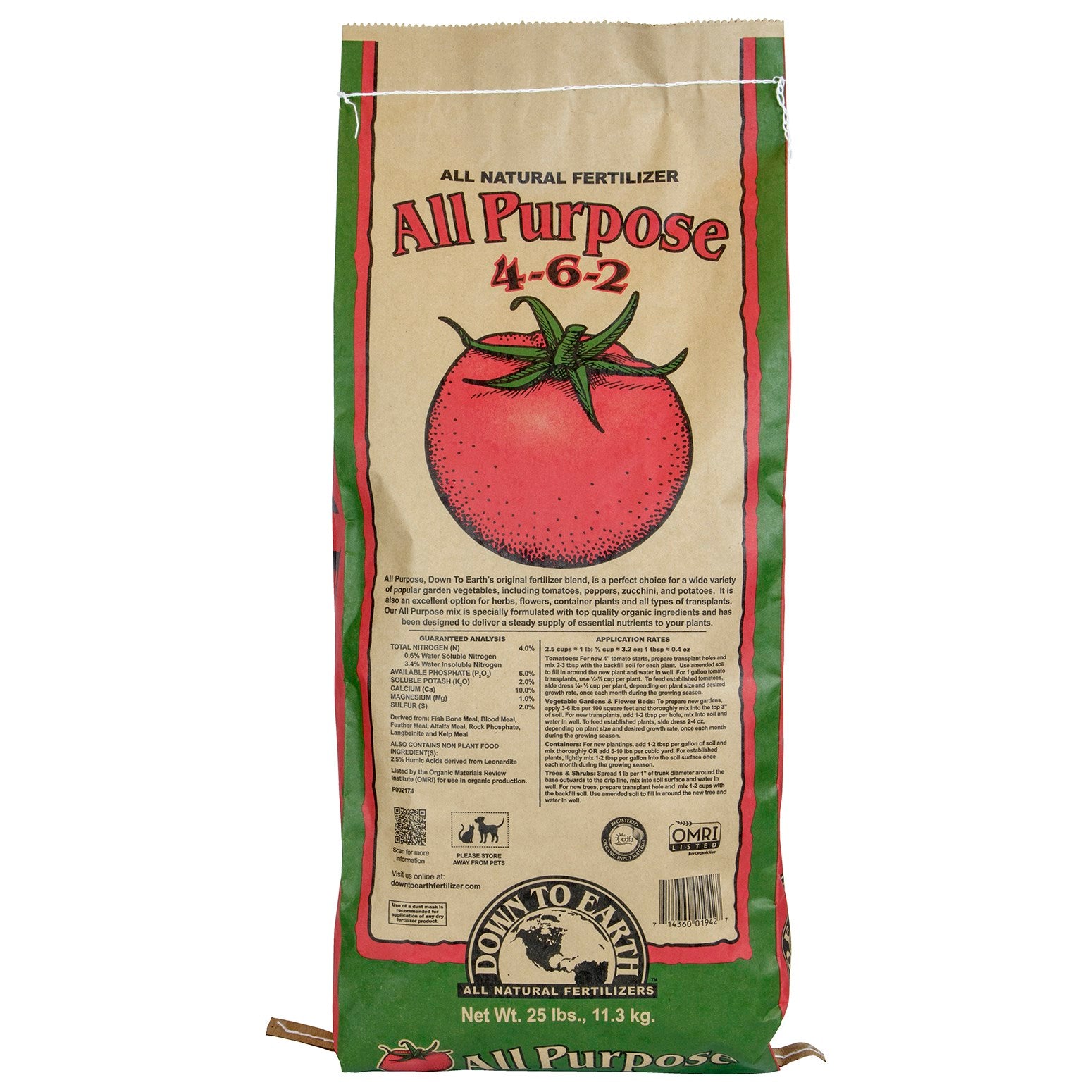 Down to Earth 25# All Purpose Mix 4-6-2 OMRI (40/PL)