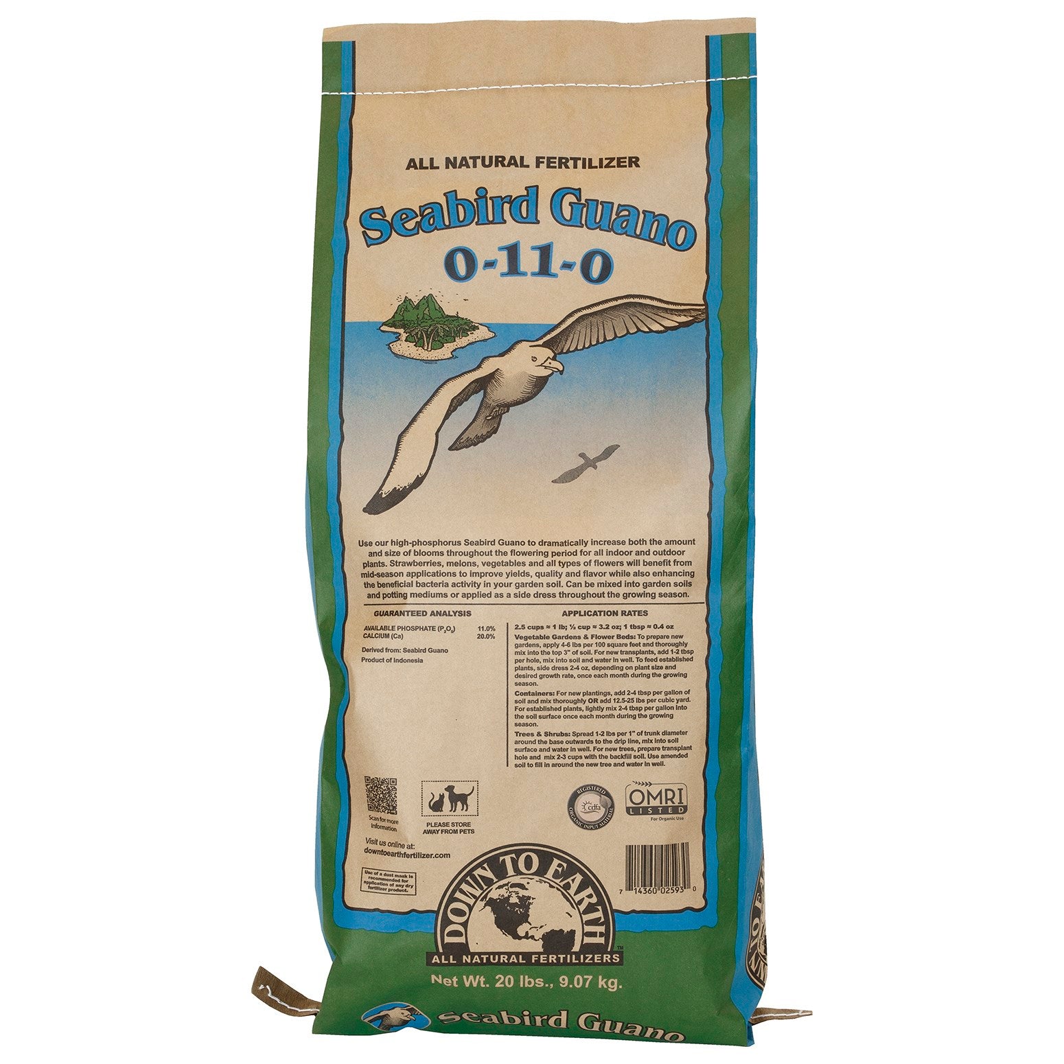 Down to Earth 20# Seabird Guano 0-11-0 OMRI (50/PL)