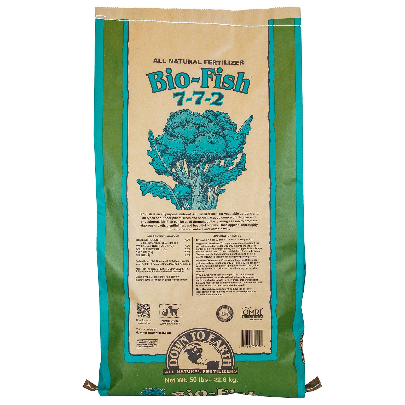 Down to Earth 50# Bio Fish 7-7-2 OMRI (40/PL)