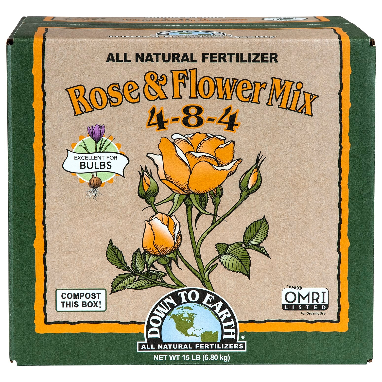 Down to Earth 15# Box Rose & Flower Mix 4-8-4 (3pk of 5#)