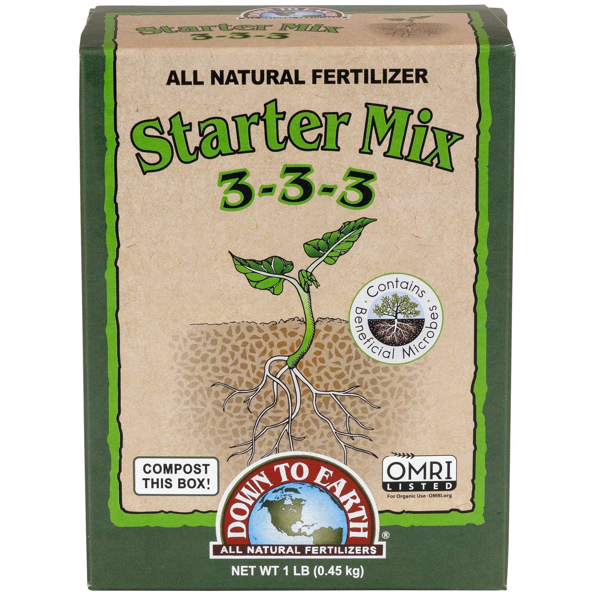Down to Earth 1# Mini Starter Mix 3-3-3 with Myco OMRI