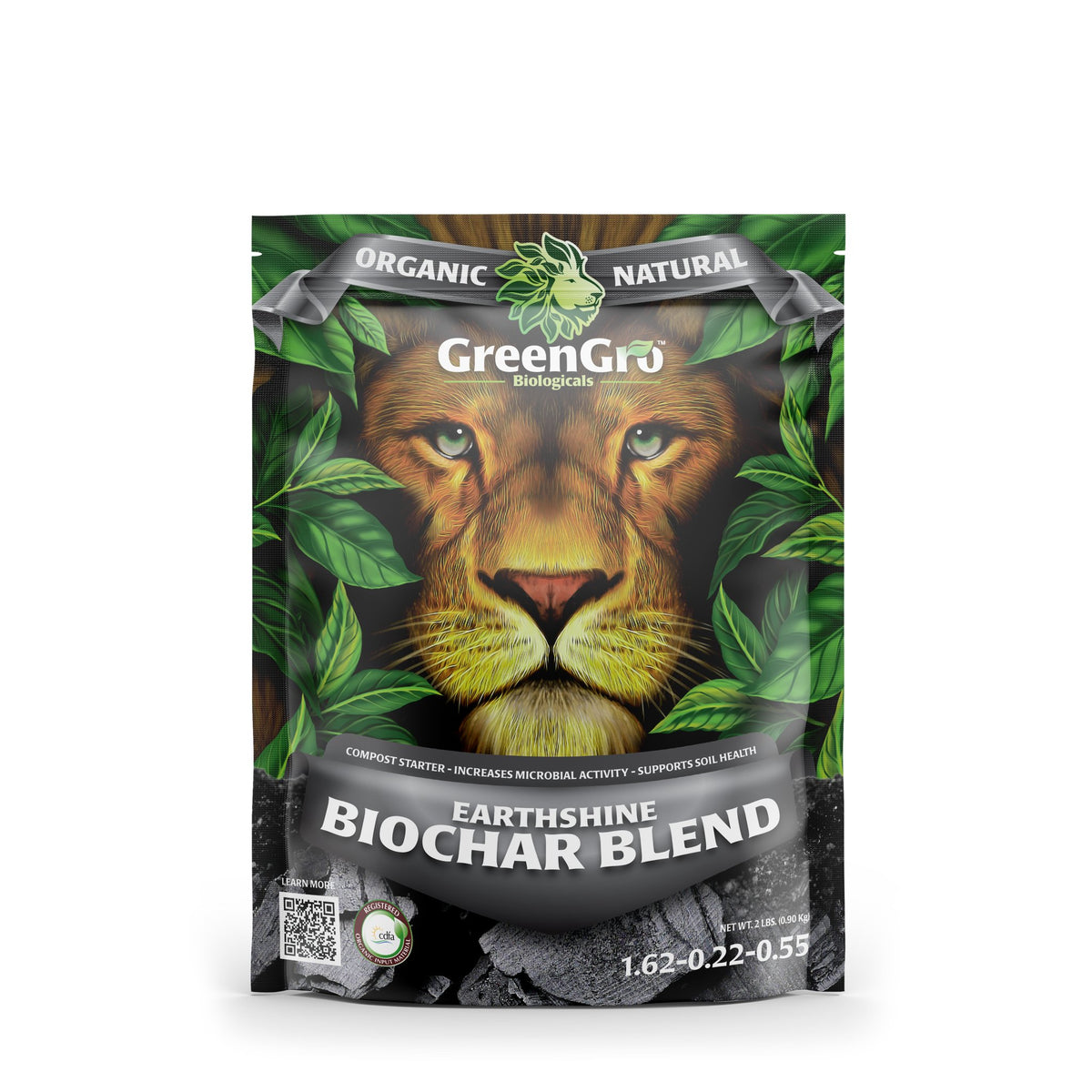 GreenGro Earthshine Biochar 2 lb bag, front of package