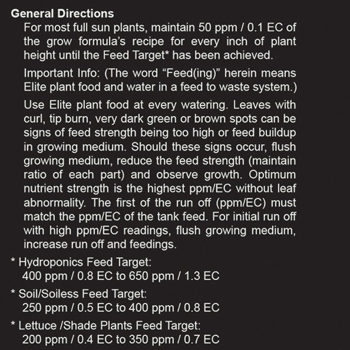 Elite Grow Plant Nutrients