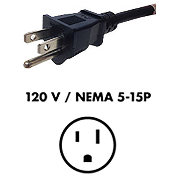 Fluence AC Cord, 6' ( 1829mm ), NEMA 5-15P Plug to M19 Push Lock Connector, Max 125V AC 10/CS