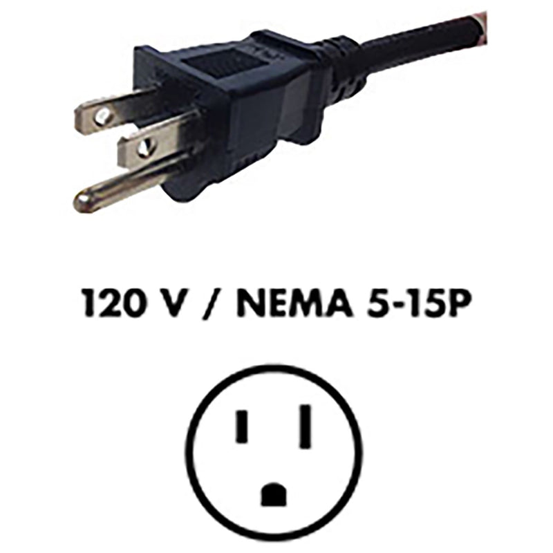 Fluence AC Cord, 6' ( 1829mm ), NEMA 5-15P Plug to M19 Push Lock Connector, Max 125V AC 10/CS