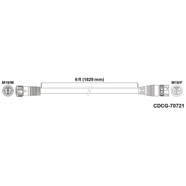 Fluence DC Extension Cable, 6' ( 1829mm ), M19 Push Lock 10/CS