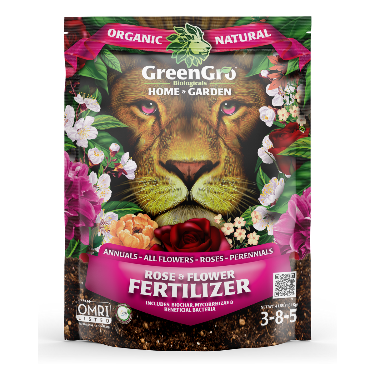 GreenGro Biologicals 4lb Home & Garden Rose & Flower Fertilizer