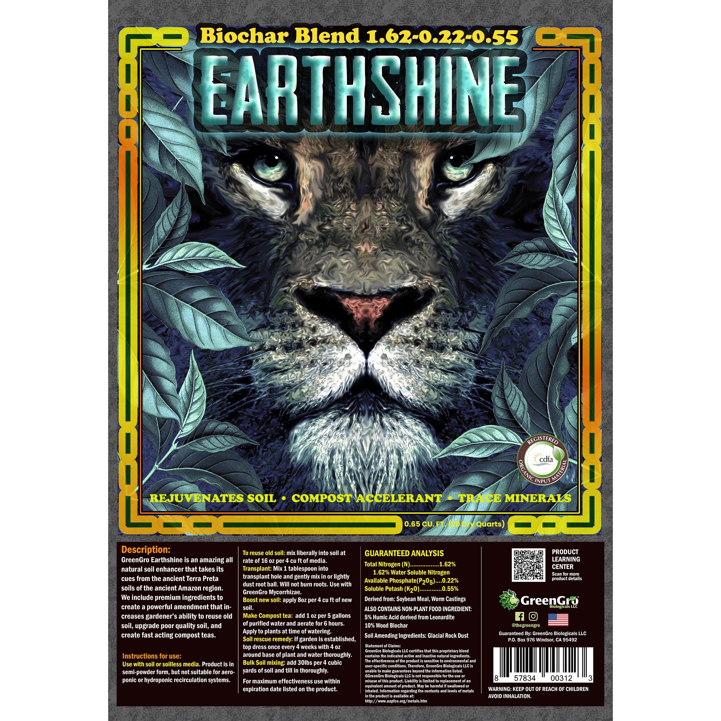 GreenGro Earthshine 30lb Biochar Blend