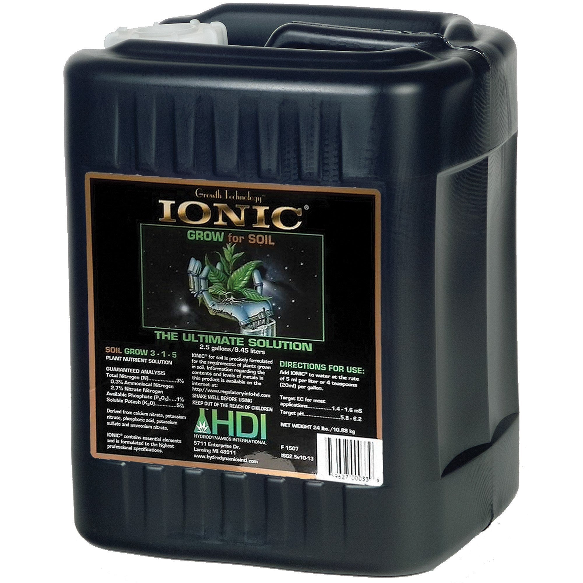 HDI 320oz Ionic Soil  Grow 2.5 Gallon
