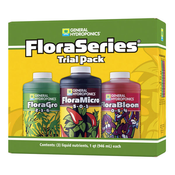 General Hydroponics 3pc 32oz Flora Series Trial Pack w/ FloraGro, FloraMicro, FloraBloom (208/PL)