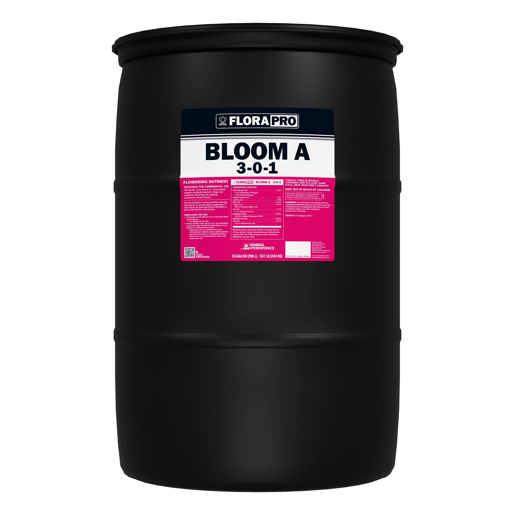 General Hydroponics FloraPro Bloom A Liquid 55 Gallon