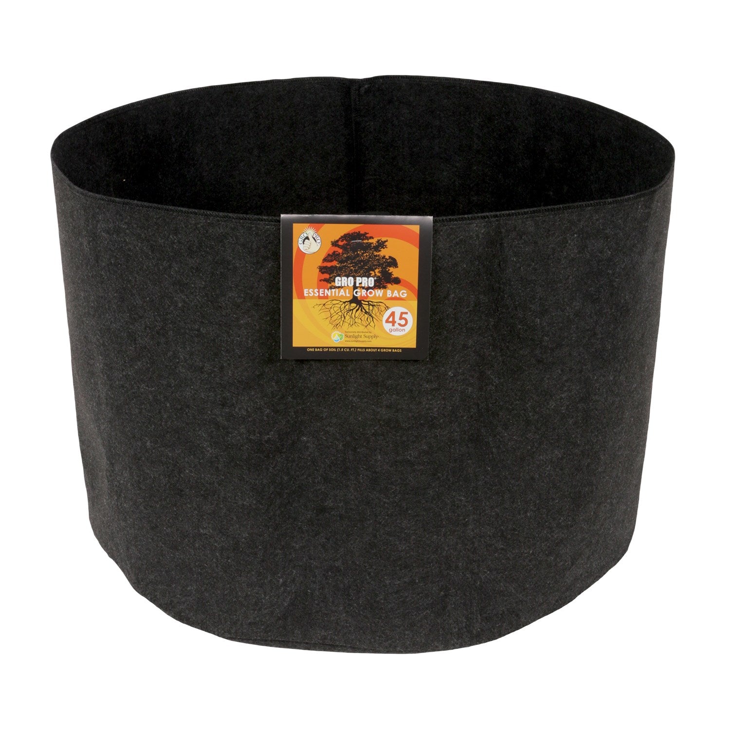 Gro Pro 45gal Essential Grow Bag Round Fabric Pot Black (25/CS)