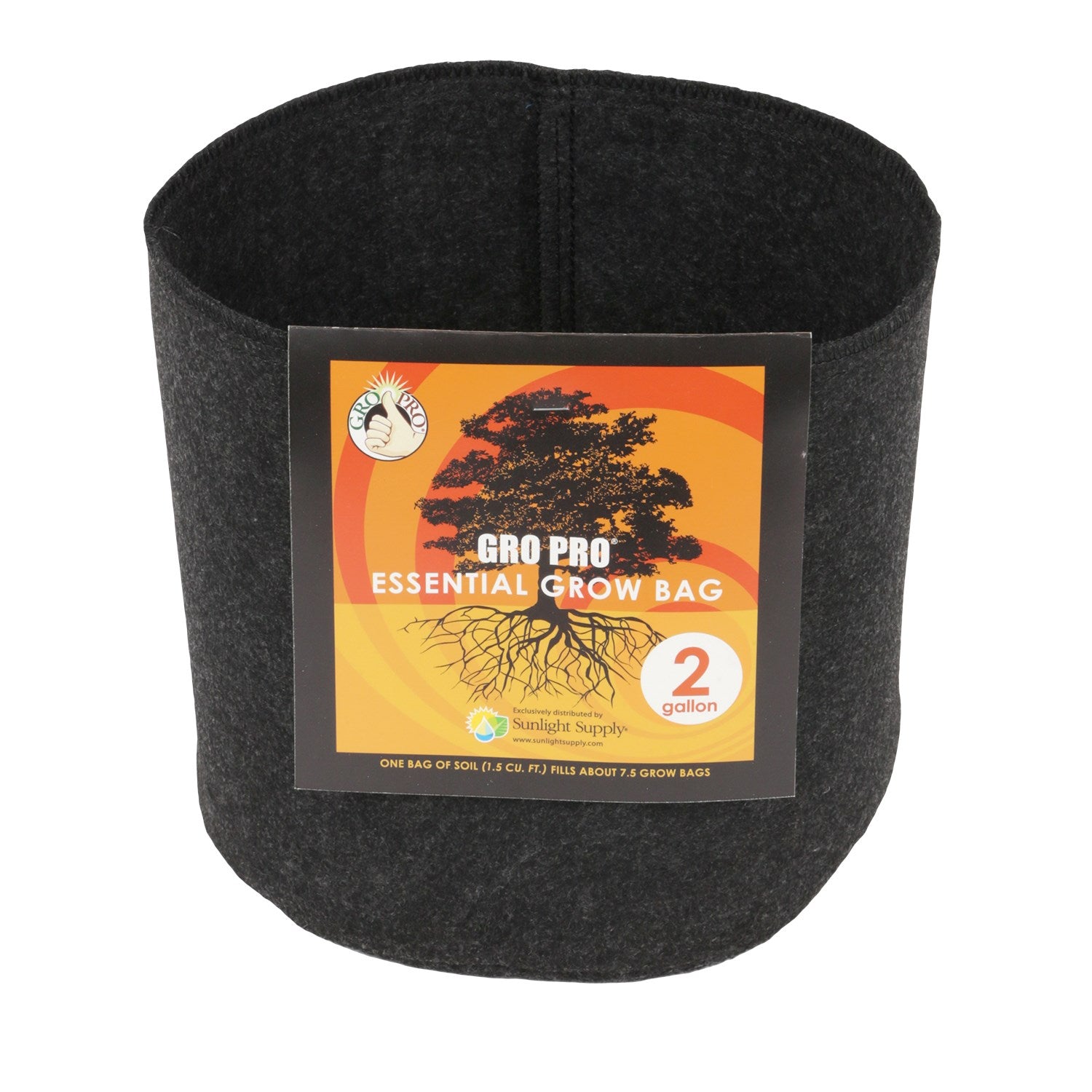 Gro Pro 2gal Essential Grow Bag Round Fabric Pot Black (120/CS)