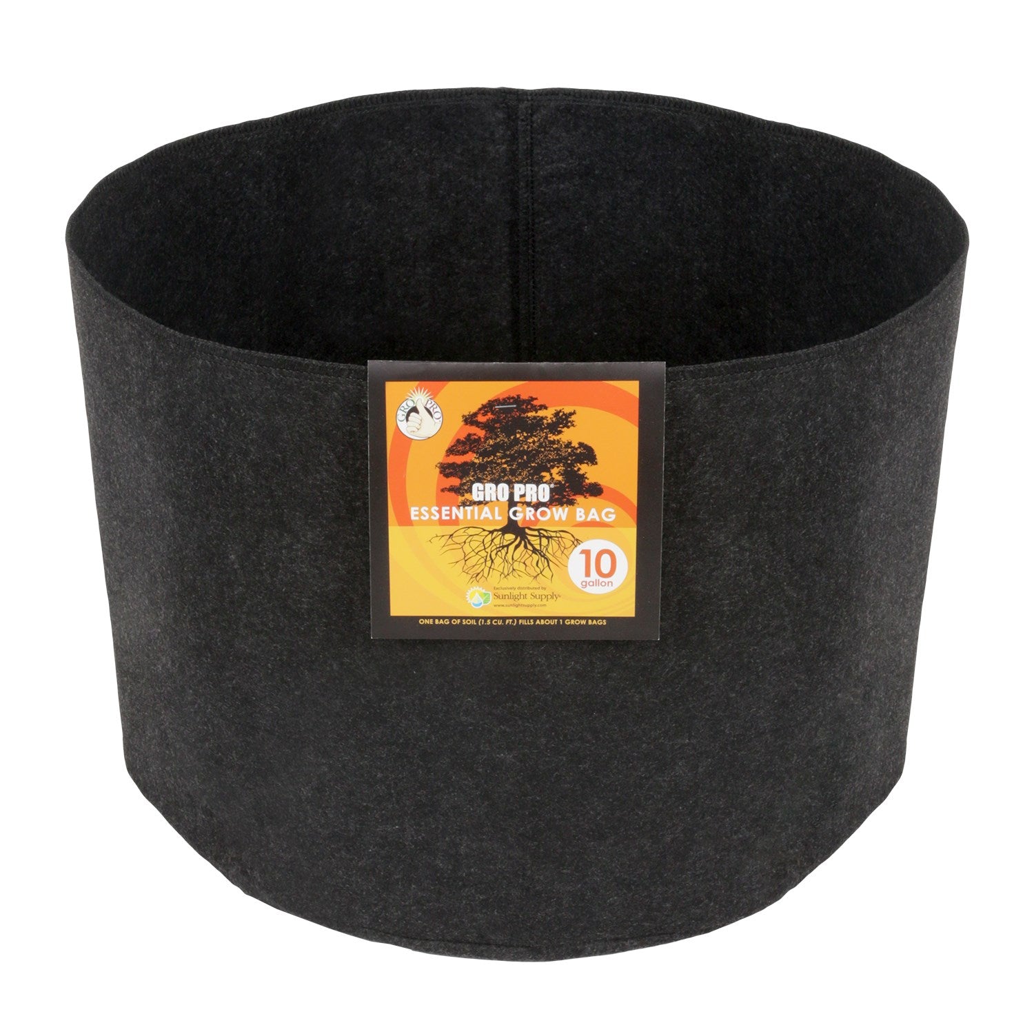 Gro Pro 10gal Essential Grow Bag Round Fabric Pot Black (60/CS)