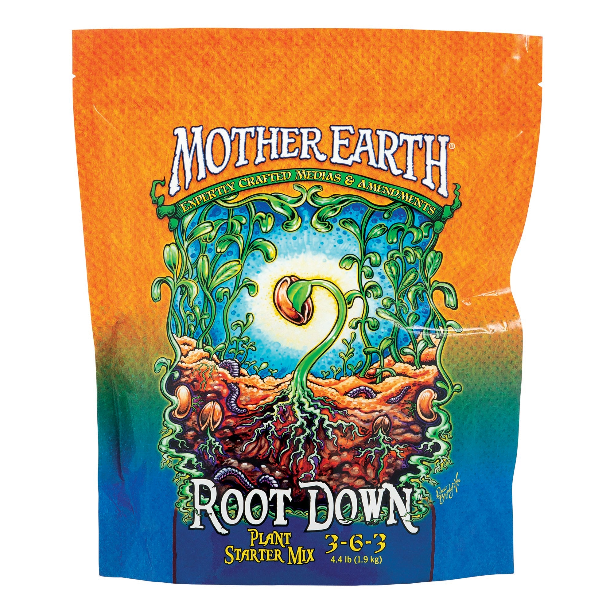 Mother Earth 4.4# Root Down Plant Starter Mix 3-6-3 (6/CS)