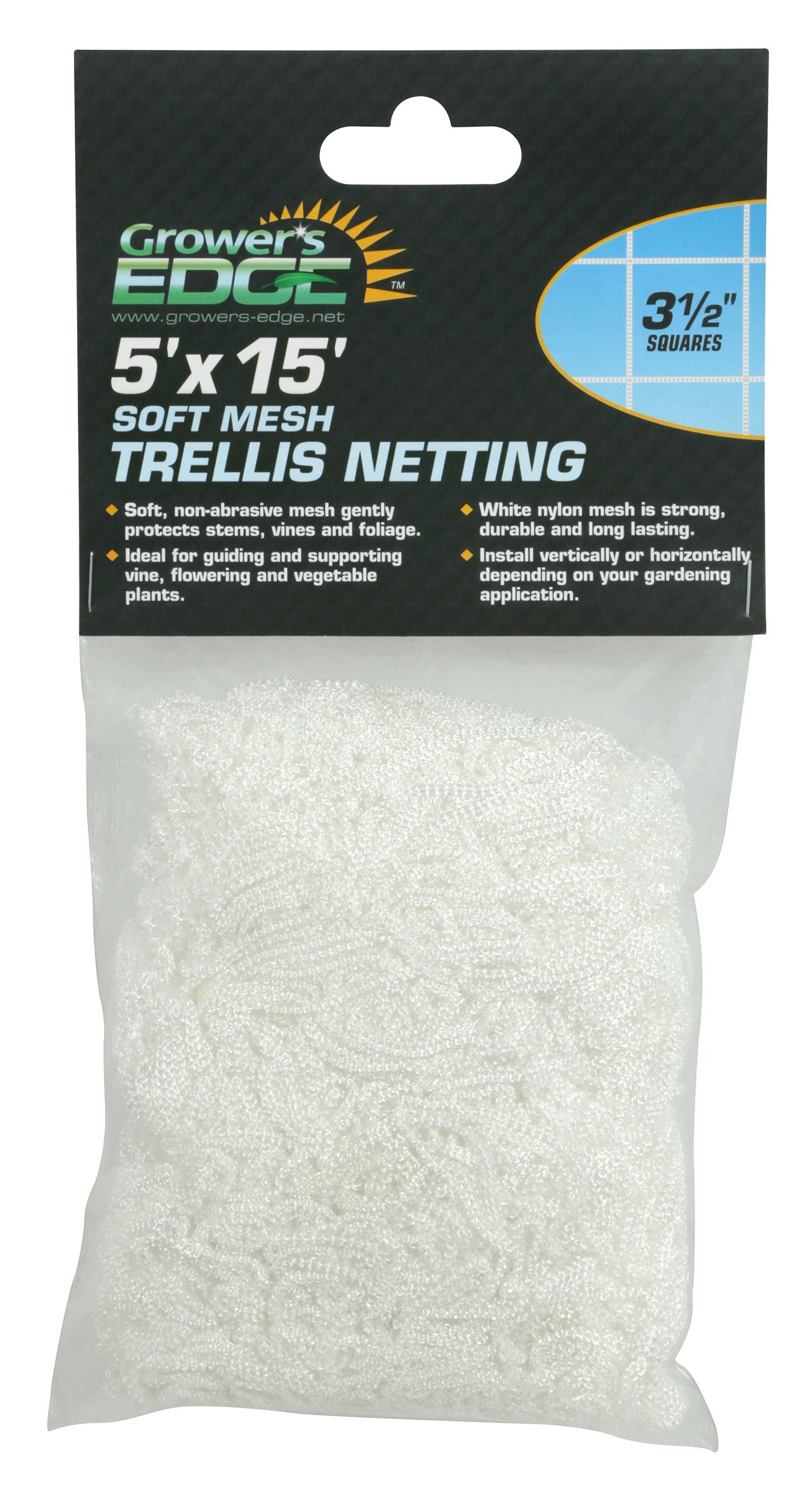Grower's Edge 5ft x 15ft Soft Mesh Trellis Netting w/ 3.5in Squares (12/CS)