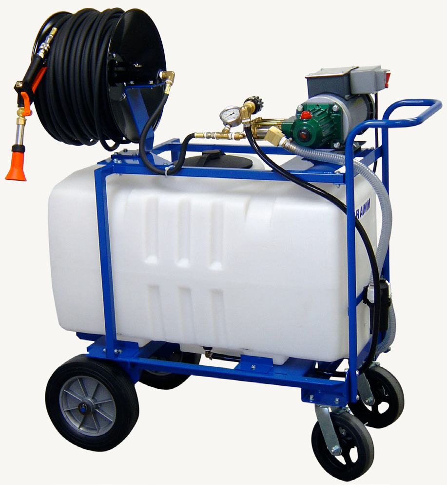 Dramm Hydra 50 Gallon Cart Sprayer with convex reel and triplex pump