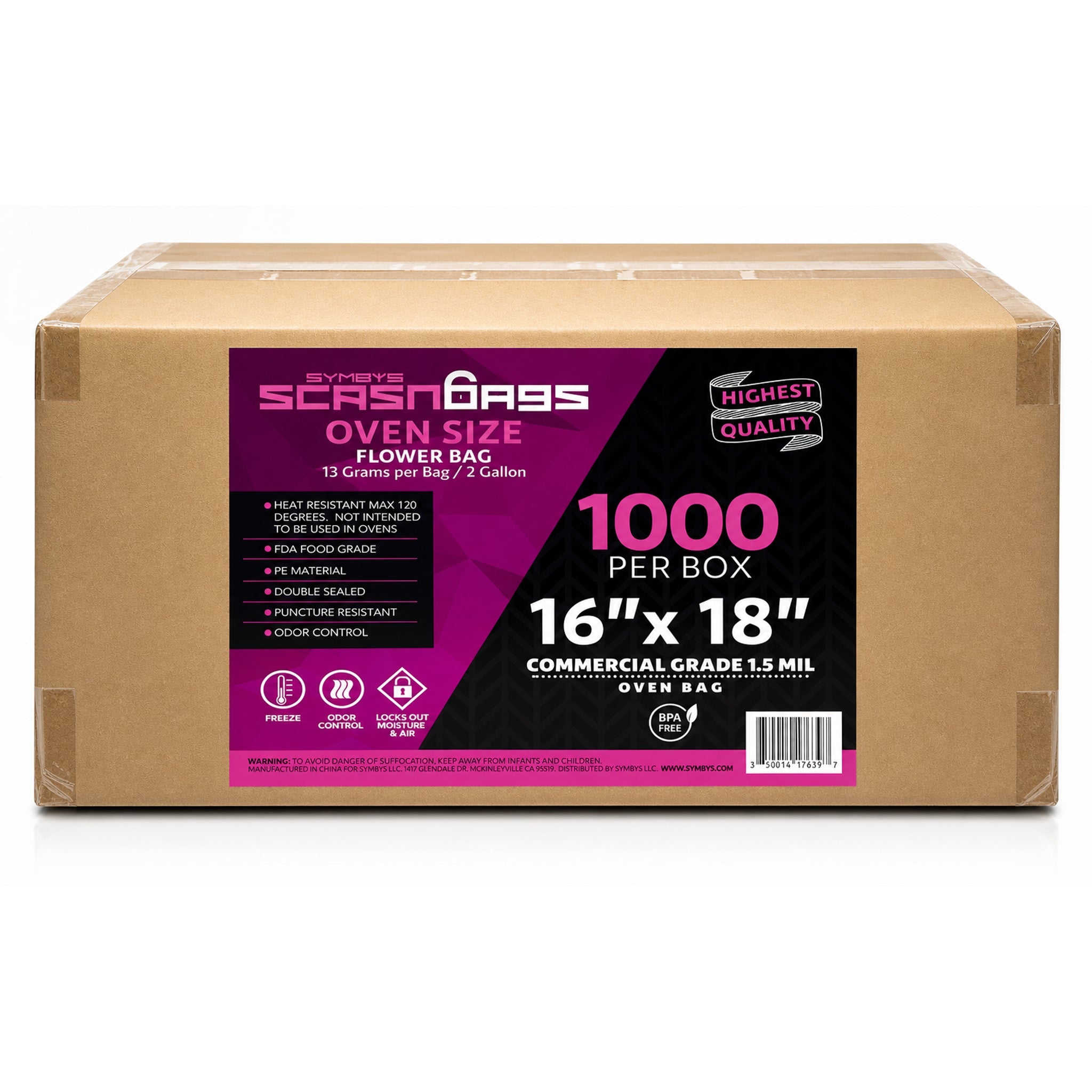 SYMBYS StashBags PE oven bag 16 in x 18 in 1000 pack