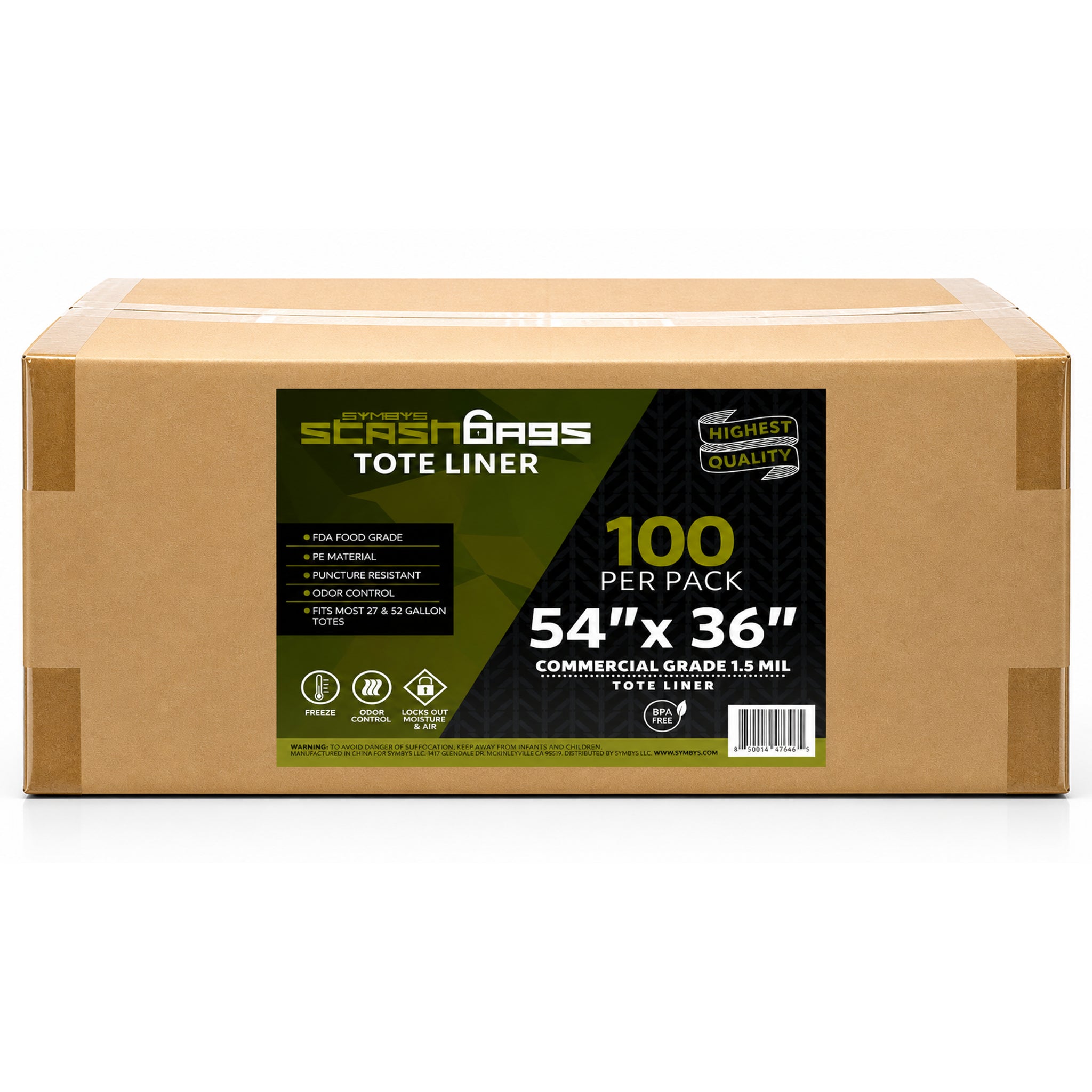 SYMBYS StashBags PE tote liner 54 in x 36 in 100 pack