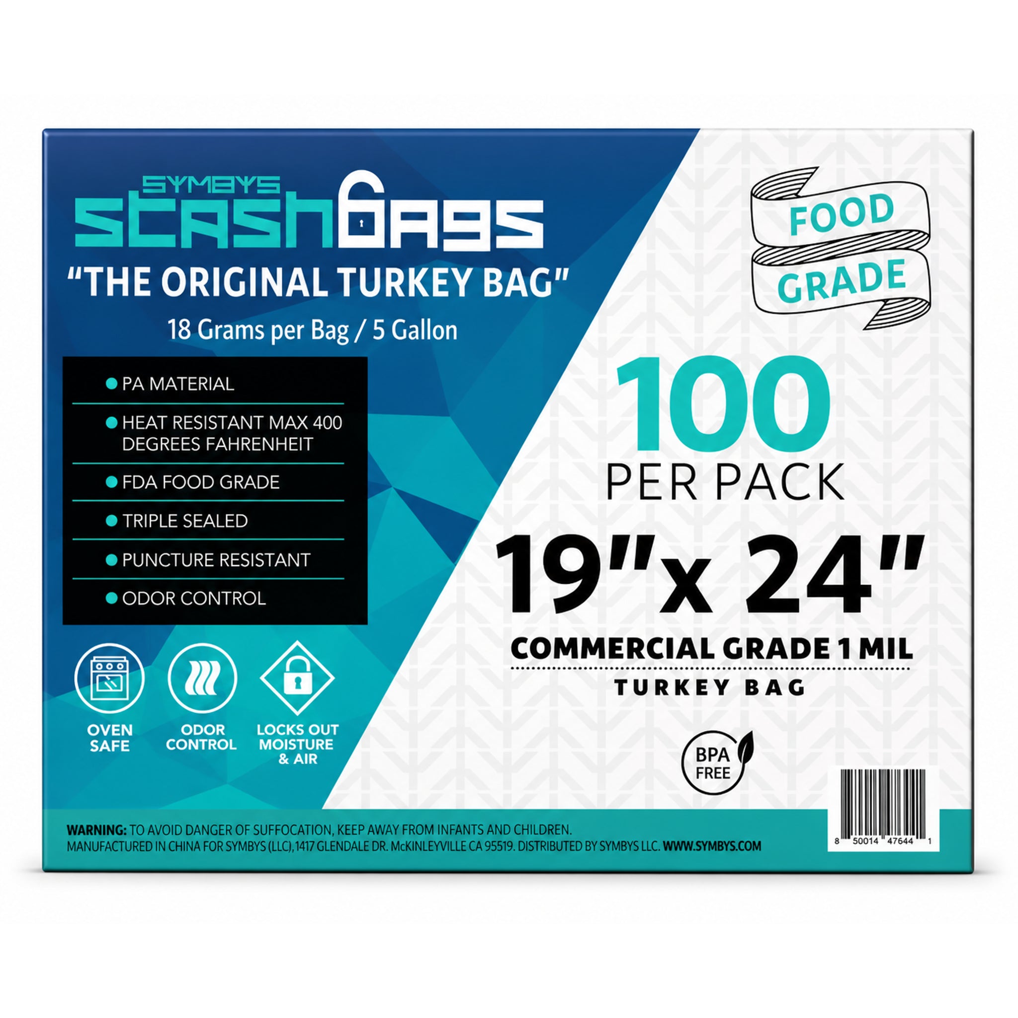 SYMBYS StashBags PA nylon turkey bag 19 in x 24 in 100 pack