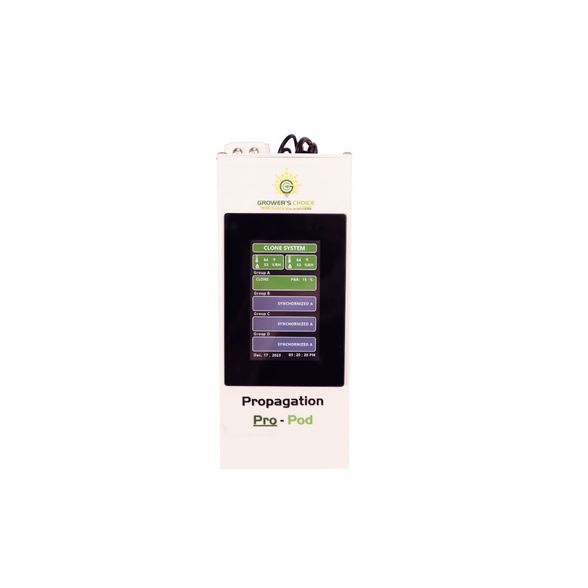Growers Choice Pro Pod 440W LED clone rack - zone controller, temp and humidity readout