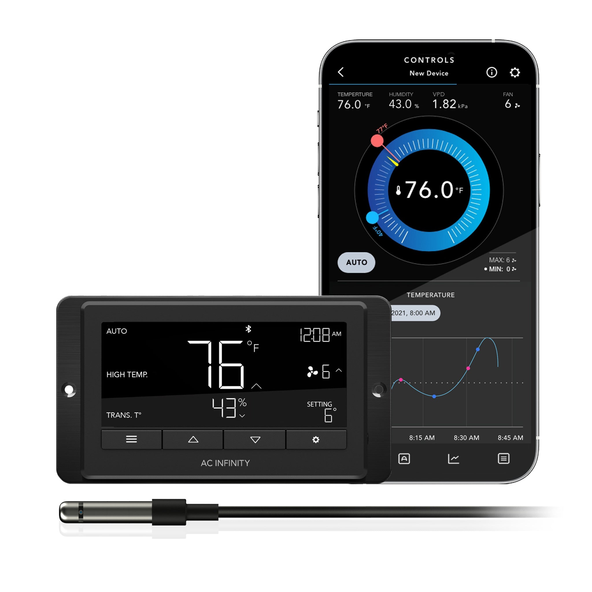AC Infinity CONTROLLER 69 PRO - Smart Climate Controller UIS 4-Port - with Temp Humidity VPD Sensor - Temperature / Humidity