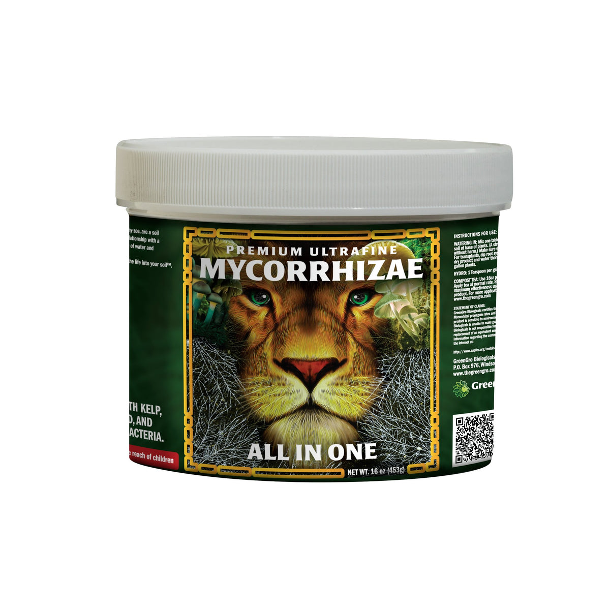 GreenGro Premium Ultrafine Myco 1 lb jar, front of package