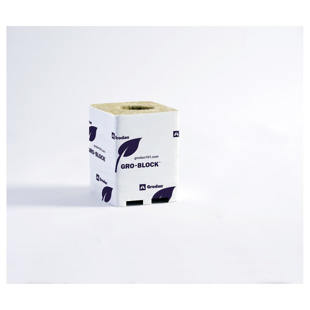 Grodan Gro Block Improved GR5.6 Large 3" w/Hole 3" x 3" x 4" Shrink wrapped/Strip (8 Units/Strip) (32 Strips/CS) (12CS/PL) - Black Label Supply llc